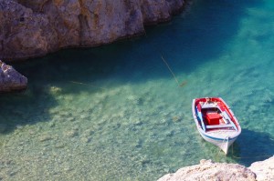 red and blue boat